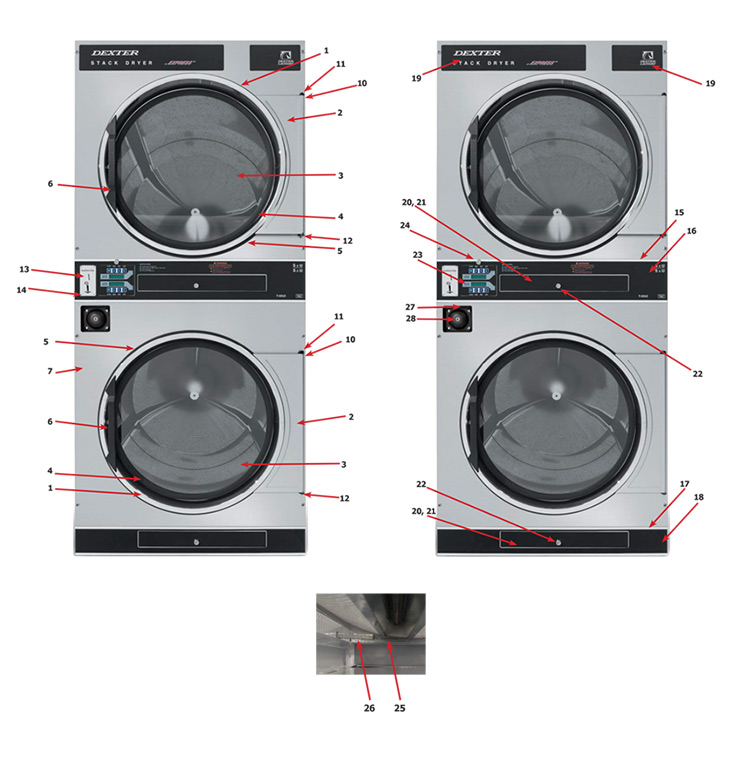 Dexter 50X2 Stacked Dryer - Cabinet Group